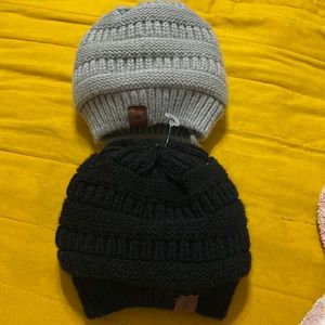 Redess Baby Kids Winter Warm Fleece Lined Knit Beanies set of 2 For 0-3 yrs